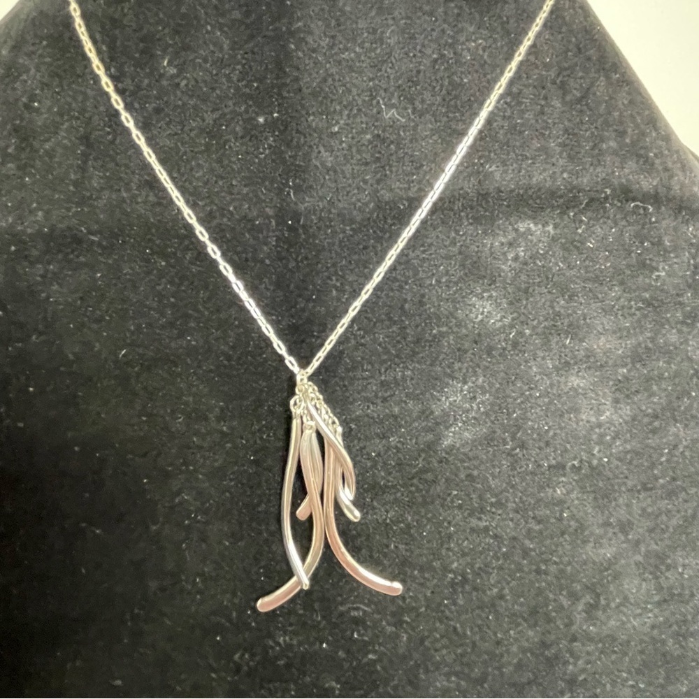 Express Silver Tone Curved Pendant Necklace
